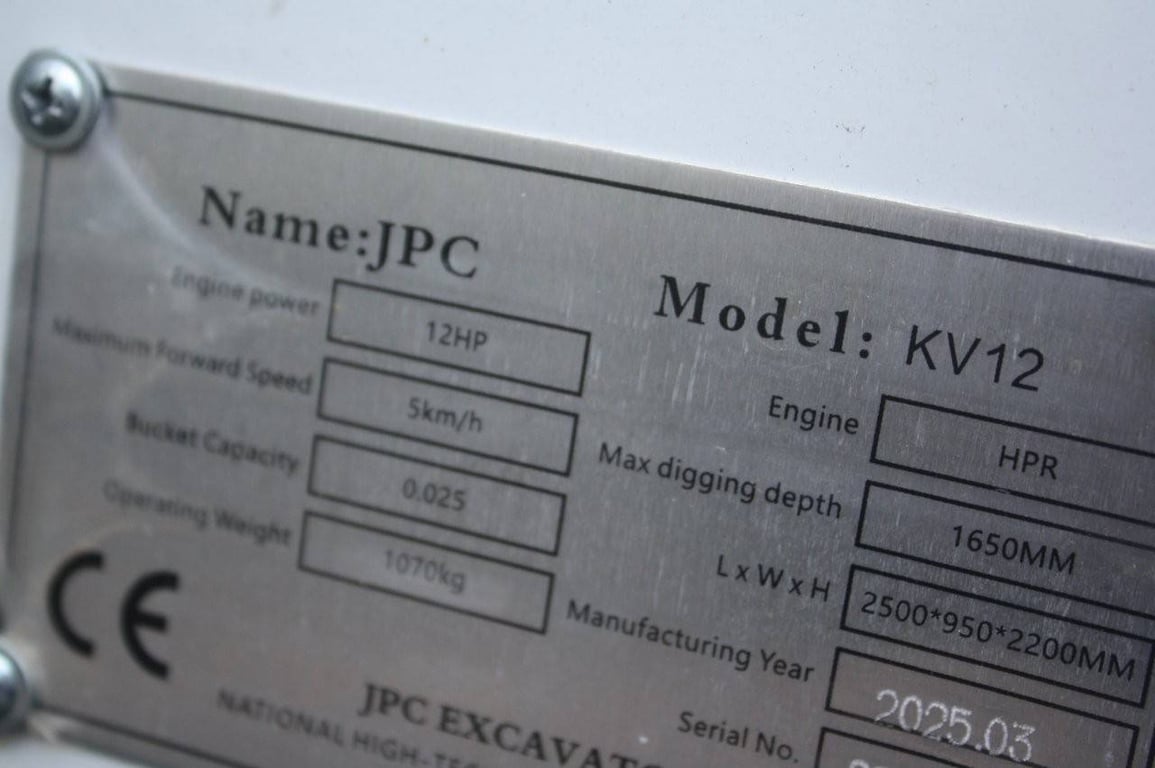 Mini excavator JPC KV12 Diesel 12hp 2025 Demo 2025 JPC KV12 2025 1 image 13