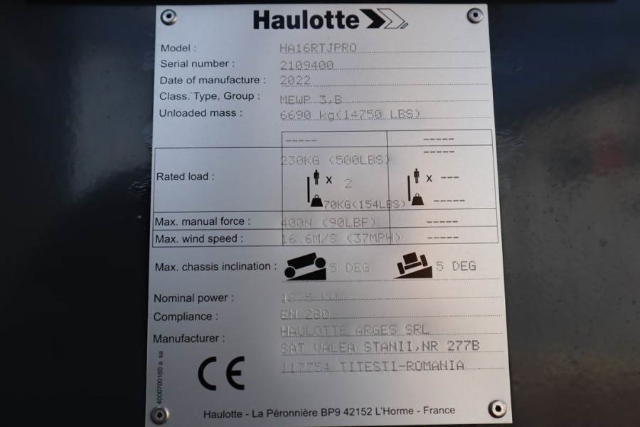 Haulotte HA16RTJ Pro Valid Inspection, *Guarantee! Diesel, 2022 HAULOTTE - HA16RTJ Pro - 61178 HA16RTJ Pro Valid Inspectio...