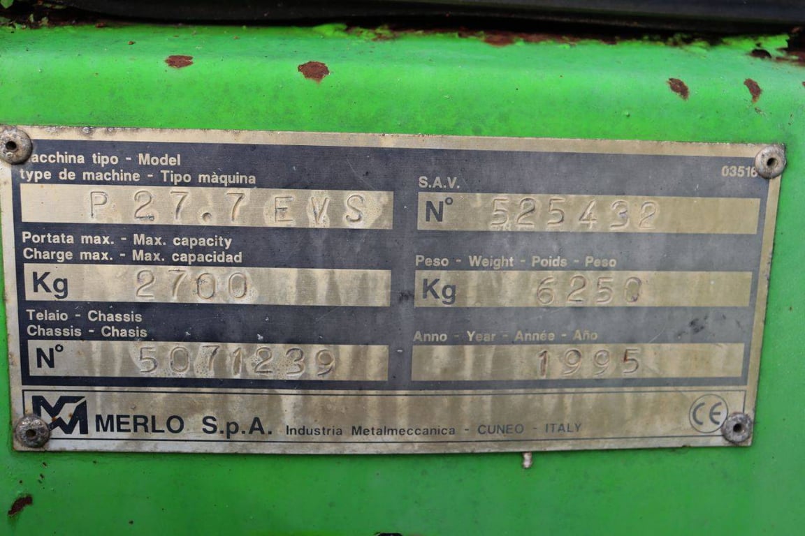 Merlo P27.7-EVS Diesel Telehandler 2700kg 7m 1995 1995 Merlo P27.7-EVS 1995 1 image 15