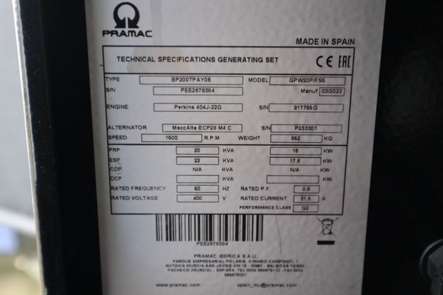 Pramac GPW20P Unused, Valid inspection, *Guarantee! Diese 2022 PRAMAC - GPW20P - 61044 Pramac GPW20P Unused, Valid inspect...