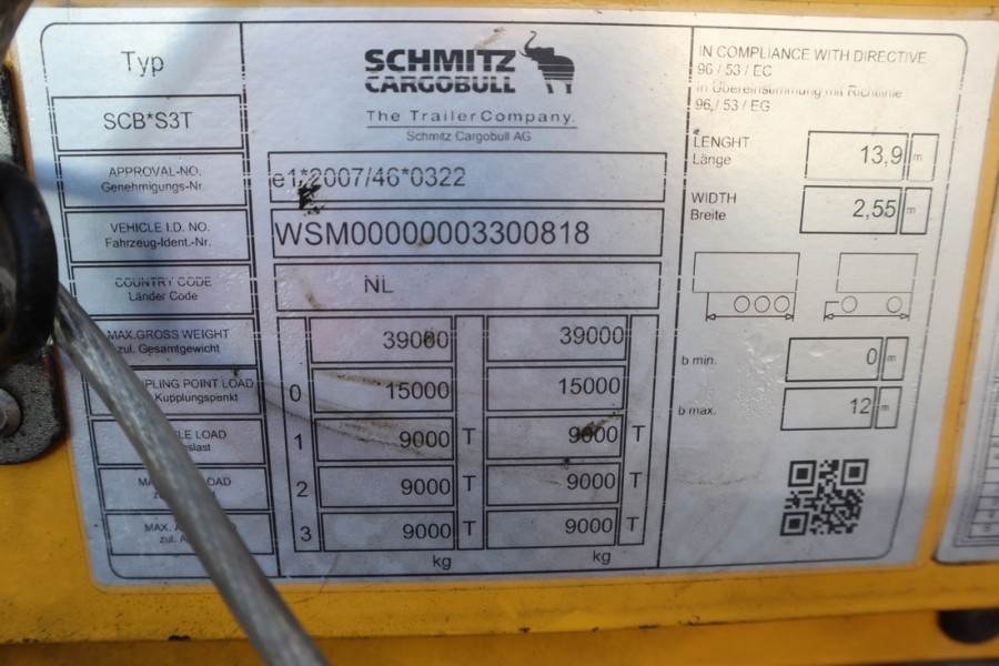 Schmitz CARG SCB3ST CoC Documents, TuV Loading Certificate 2018 SCHMITZ CARG - SCB3ST - 61411 Schmitz Cargobull CARG SCB3S...