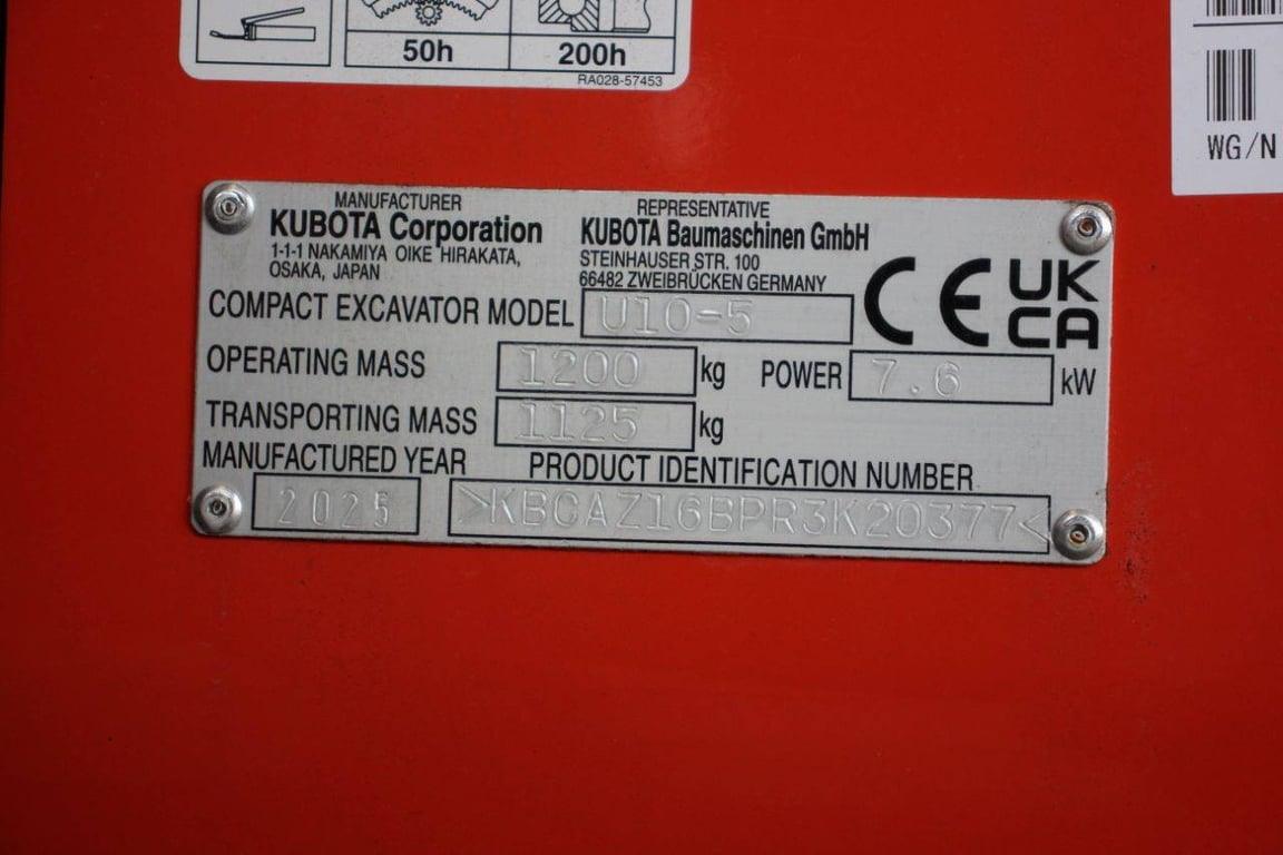 Mini excavator Kubota U10-5 Diesel 7.6kW 2025 New 2025 U10-5 2025 0 image 15