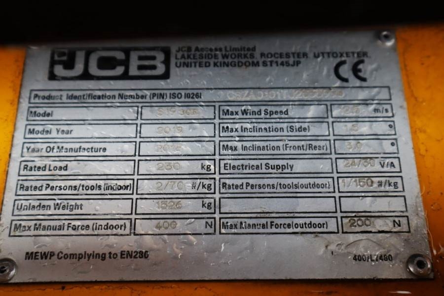JCB S1930E Valid inspection, *Guarantee! 8m Working He 2018 JCB - S1930E - 61449 S1930E Valid inspection, *Guarantee! 8m W...