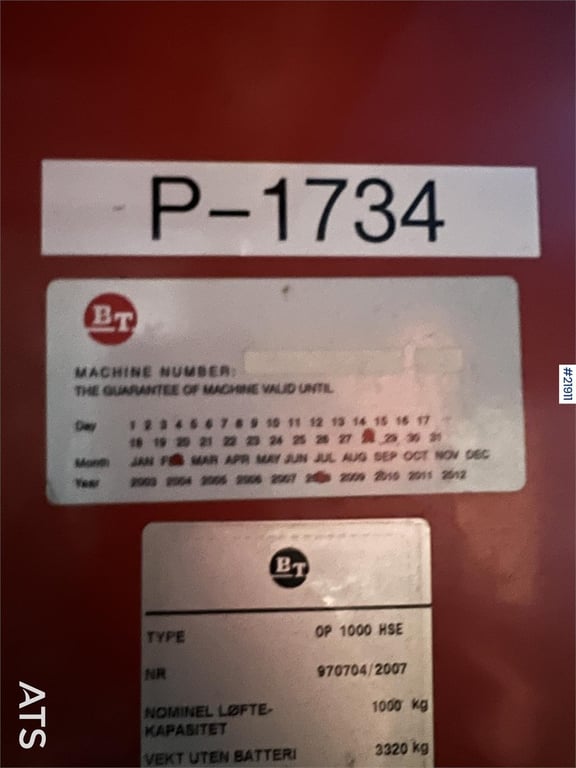 BT OP 1000 HSE Electric truck 21911 BT OP 1000 HSE Electric truck 1 Forklift image 14