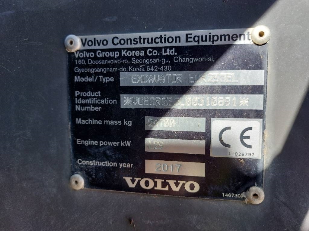 Volvo ECR 235 EL 2017 ATR-1898 ECR 235 EL 2017 1 Crawler Excavators image 6