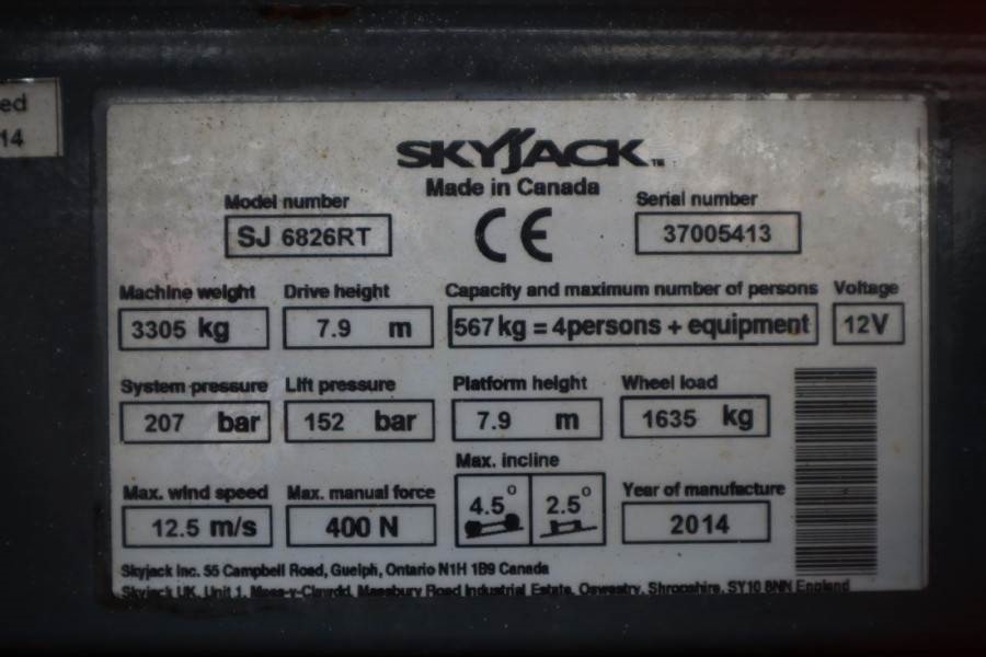 SkyJack SJ6826 Diesel, 4x4 Drive, 10m Working Height, 567k 2014 SKYJACK - SJ6826 - 62022 SJ6826 Diesel, 4x4 Drive, 10m Wor...