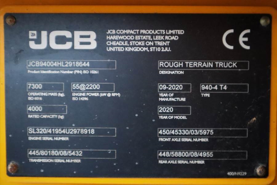 JCB 940-4 T4 Valid inspection, *Guarantee! Diesel, 4x4 2020 JCB - 940-4 T4 - 61005 940-4 T4 Valid inspection, *Guarantee! ...