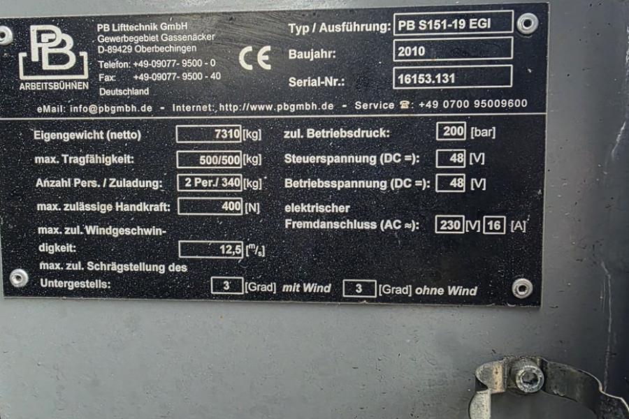 PB LIFT S151-19EGI Electric, 4x4 Drive, 15m Working H 2010 PB LIFT - S151-19EGI - 90389 PB LIFT S151-19EGI Electric, 4x4 D...