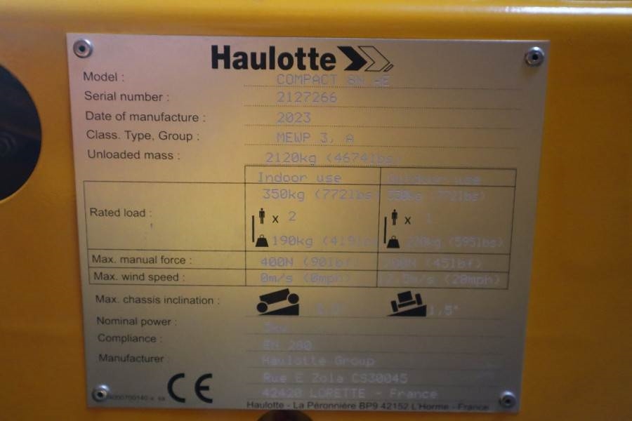 Haulotte Compact 8N Valid inspection, *Guarantee! 8m Workin 2023 HAULOTTE - Compact 8N - 61384 Compact 8N Valid inspection...