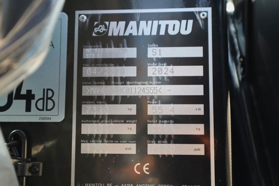 Manitou MT933 EASY 75D ST5 S1 Valid inspection, *Guarantee 2024 MANITOU - MT933 EASY 75D ST5 S1 - 62972 MT933 EASY 75D ST5...