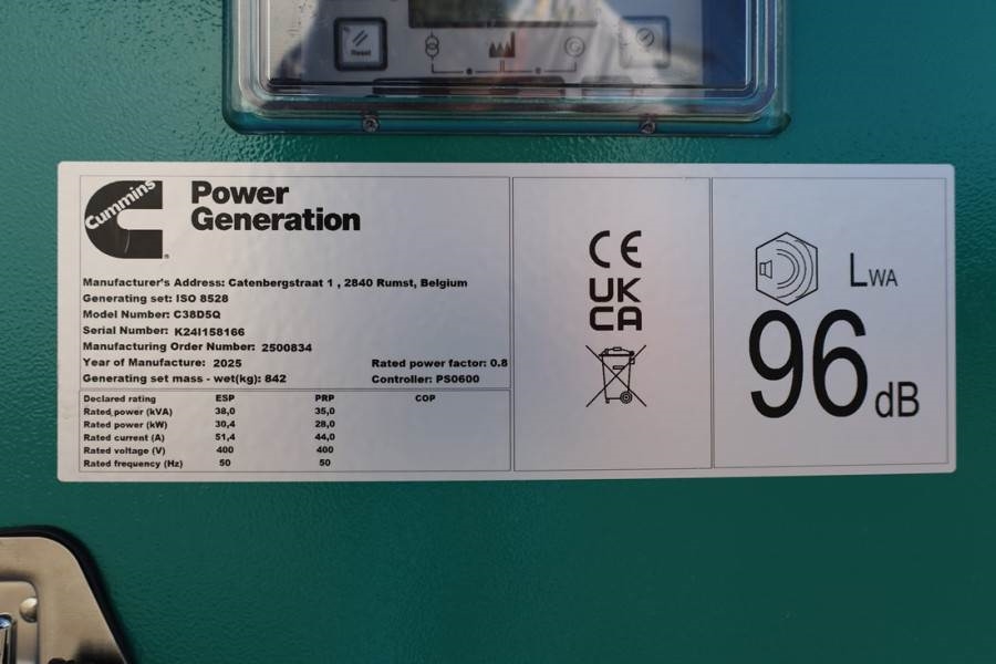 Cummins C38D5QS Declaration of Conformity, Diesel, 38kVA, 2025 CUMMINS - C38D5QS - 63426 C38D5QS Declaration of Conformity...