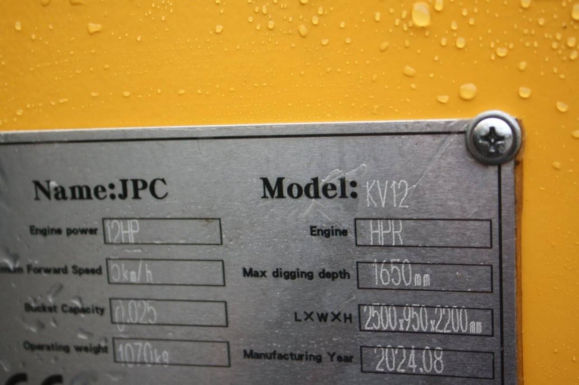 Mini excavator JPC KV12 Diesel 12pk 2024 Demo 2024 JPC KV12 2024 1 image 10