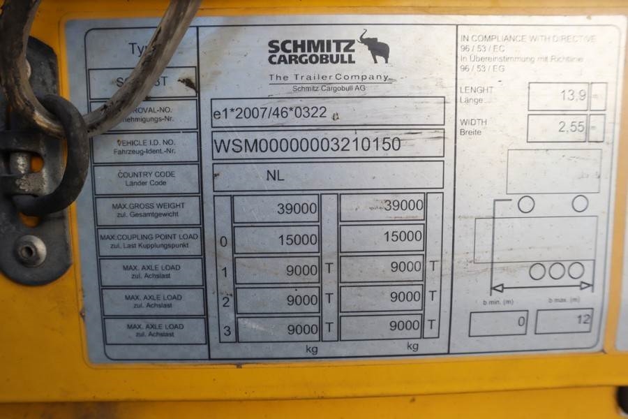 Schmitz CARG SCB3ST CoC Documents, TuV Loading Certificate 2015 SCHMITZ CARG - SCB3ST - 61400 Schmitz Cargobull CARG SCB3S...