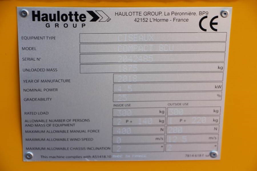 Haulotte Compact 8 Valid inspection, *Guarantee! Electric, 2018 HAULOTTE - Compact 8 - 60087 Compact 8 Valid inspection, *...