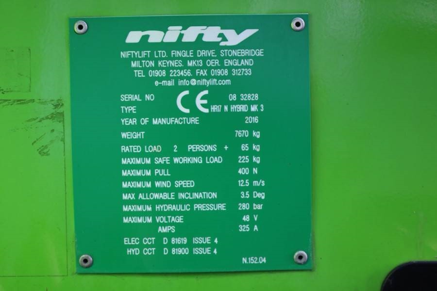 Niftylift HR17N HYBRID MK3 Hybrid Battery & Diesel, 17m Work 2016 NIFTYLIFT - HR17N HYBRID MK3 - 90045 Niftylift HR17N HYB...