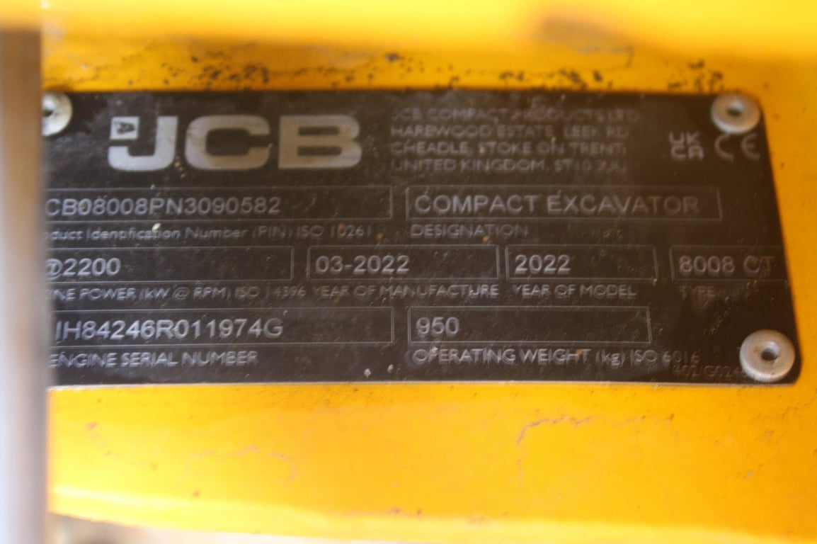 Mini excavator JCB 8008 CT Diesel 2022 2022 8008 CT 2022 1 image 14