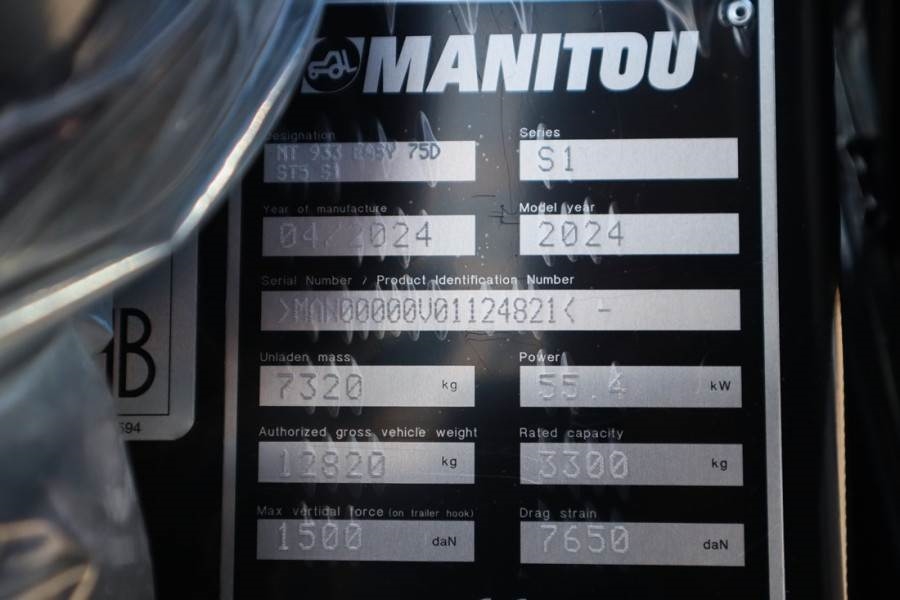 Manitou MT933 EASY 75D ST5 S1 Valid inspection, *Guarantee 2024 MANITOU - MT933 EASY 75D ST5 S1 - 62971 MT933 EASY 75D ST5...