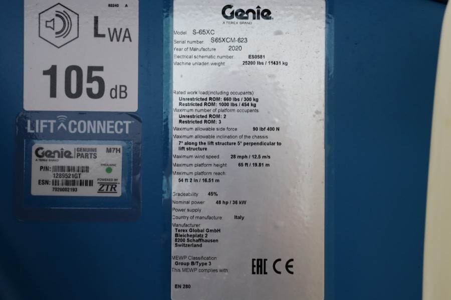 Genie S65XC Valid inspection, *Guarantee! Diesel, 4x4 Dr 2020 GENIE - S65XC - 60552 S65XC Valid inspection, *Guarantee! Di...