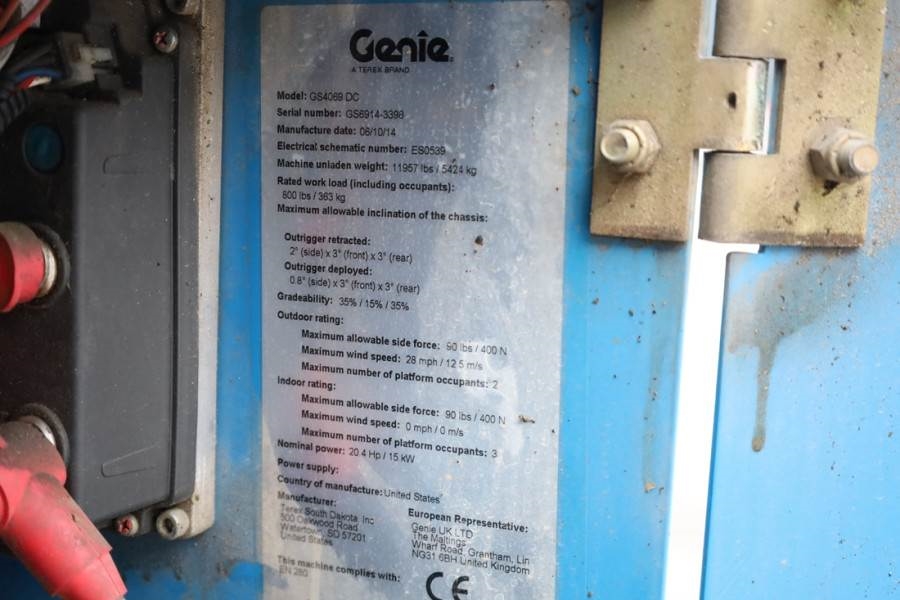 Genie GS4069 Electric, 14m Working Height, 363kg Capacit 2014 GENIE - GS4069 - 61981 GS4069 Electric, 14m Working Height, ...