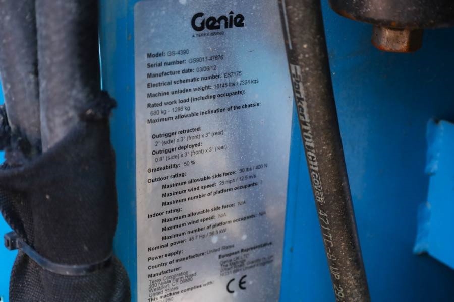 Genie GS4390 Diesel, 4x4 Drive, 15m Working Height, 680k 2012 GENIE - GS4390 - 63308 GS4390 Diesel, 4x4 Drive, 15m Working...