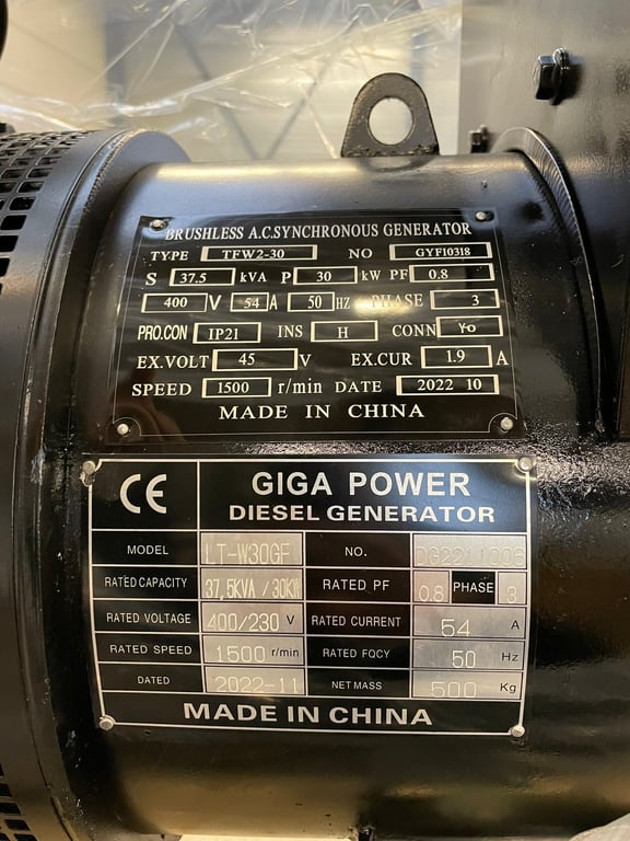 Giga power LT-W30GF 37.5 kVA Open generator 2022 00031627 Giga power LT-W30GF 37.5 kVA Open generator 2022 0 image 14