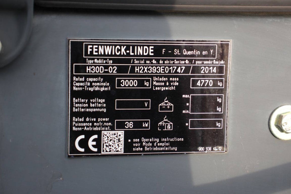 Fenwick-Linde H30D-02 Diesel Forklift 3000kg 7.0m 2014 2014 Fenwick-Linde H30D-02 2014 1 Forklift image 12