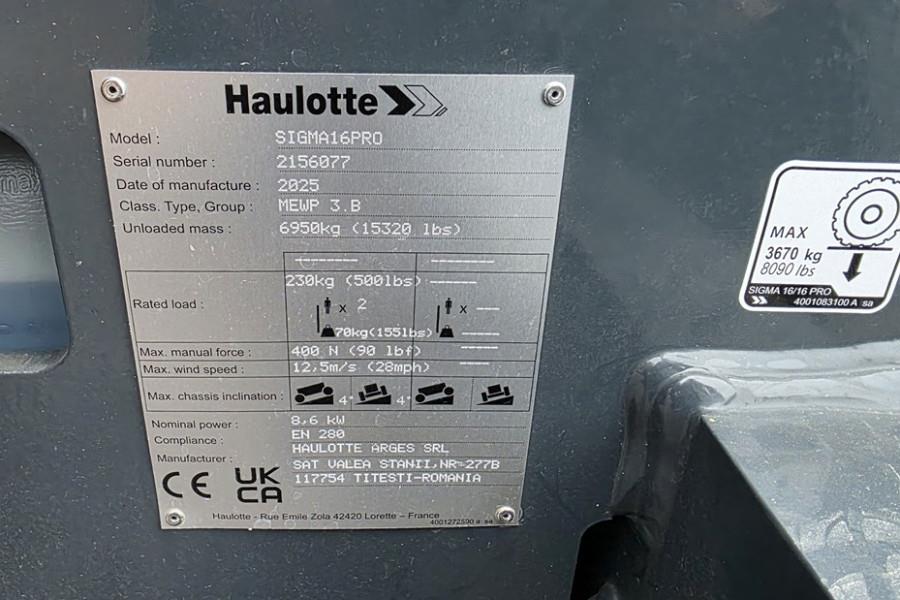 Haulotte SIGMA 16PRO NEW / UNUSED, Valid Inspection, *Guara 2025 HAULOTTE - SIGMA 16PRO - 63790 SIGMA 16PRO NEW / UNUSED, ...