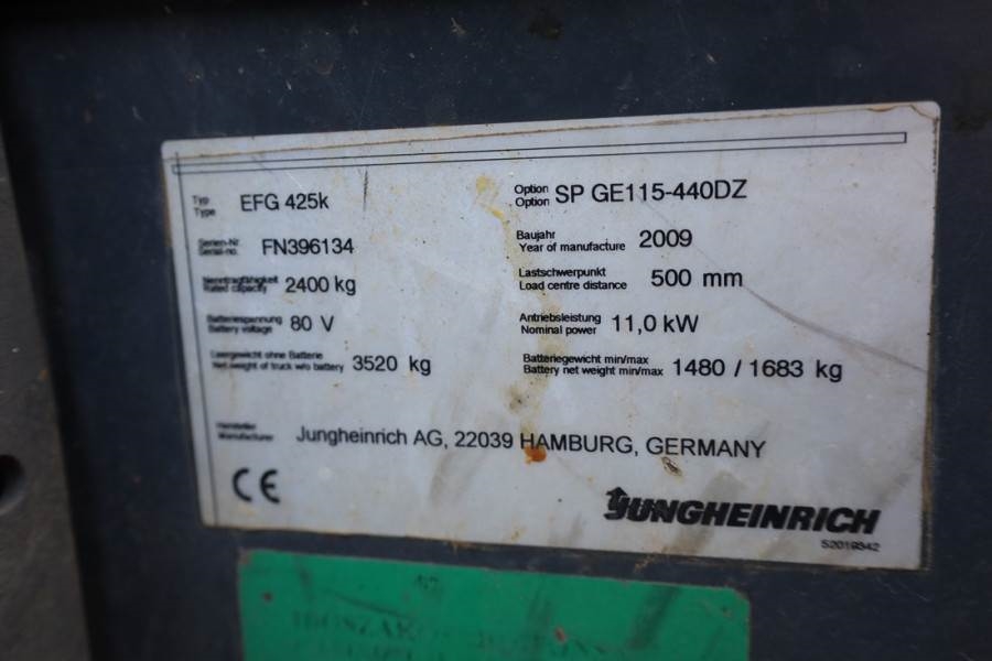 Jungheinrich EFG425K Electric, 2500kg Capacity, Lifting Height 2009 JUNGHEINRICH - EFG425K - 63124 EFG425K Electric, 2500k...