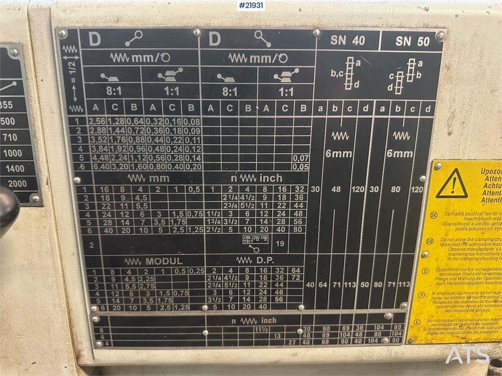 Trenchin SN 50 C Lathe with Equipment 21931 Trenchin SN 50 C Lathe with Equipment 1 image 21