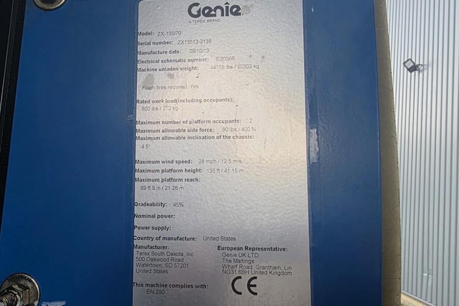 Genie ZX135/70 Diesel, 4x4x4 Drive, 43m Lifting Height, 2013 GENIE - ZX135/70 - 90346 ZX135/70 Diesel, 4x4x4 Drive, 43m Li...