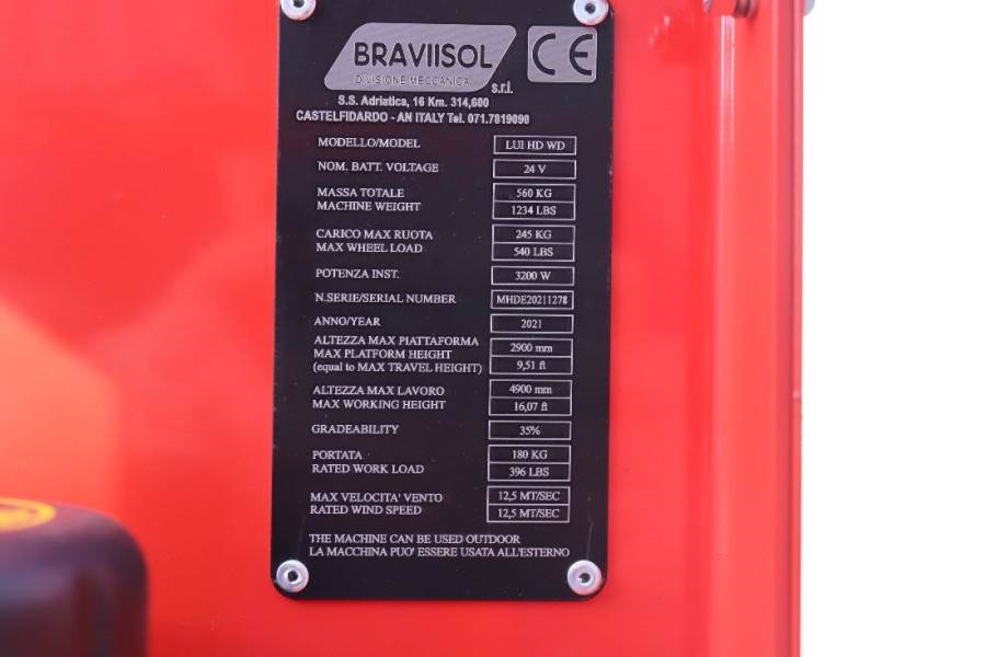 Bravi LUI HD WD Leonardo New, Electric, 4.90m Working He 2021 BRAVIISOL - LUI HD WD Leonardo - 60673 Bravi LUI HD WD Leona...