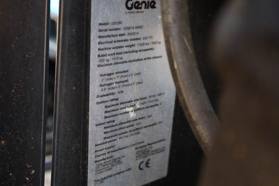 Genie GS5390 Diesel, 4x4 Drive, 18.15m Working Height, 6 2014 GENIE - GS5390 - 90034 GS5390 Diesel, 4x4 Drive, 18.15m Work...