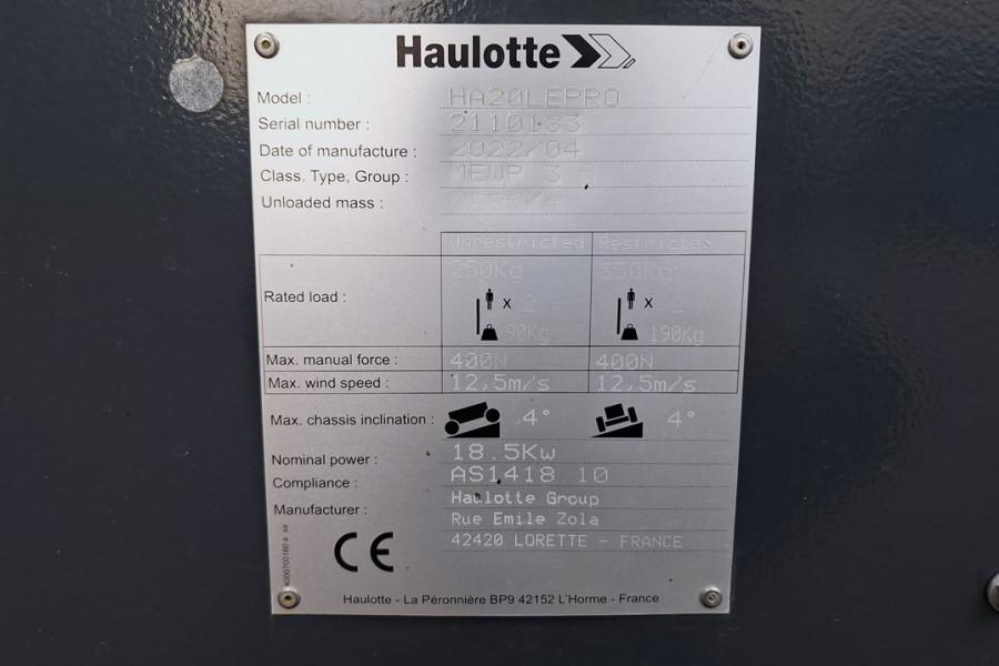 Haulotte HA20LEPRO Valid Inspection, *Guarantee! Hybrid, 4x 2022 HAULOTTE - HA20LEPRO - 90420 HA20LEPRO Valid Inspection, ...