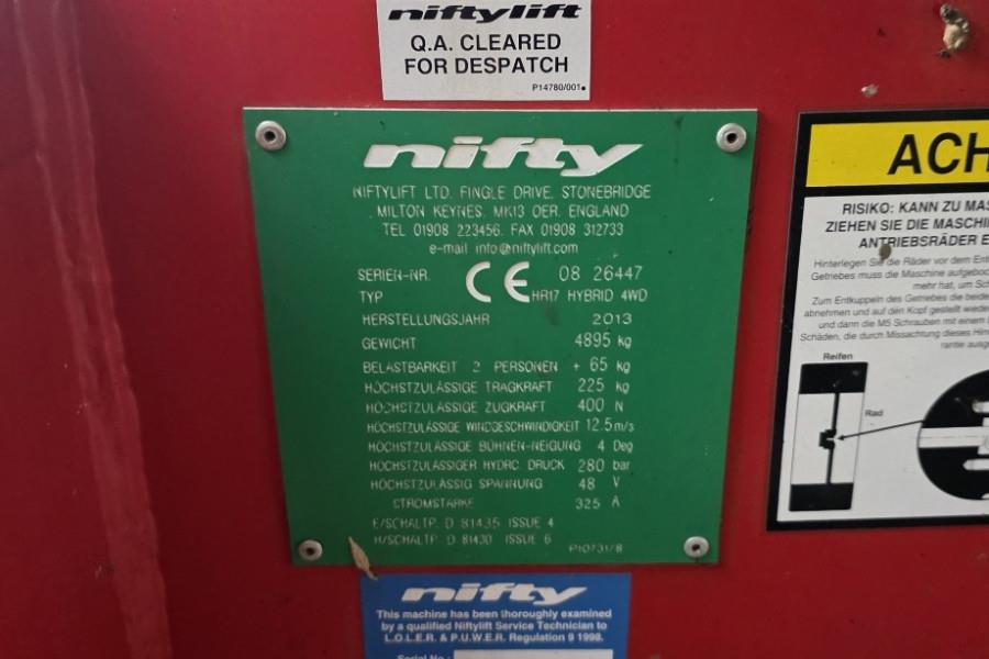 Niftylift HR17 HYBRIDE 4WD Hybrid, 4x4 Drive, 17.2m Working 2013 NIFTYLIFT - HR17 HYBRIDE 4WD - 90358 Niftylift HR17 HYBRI...