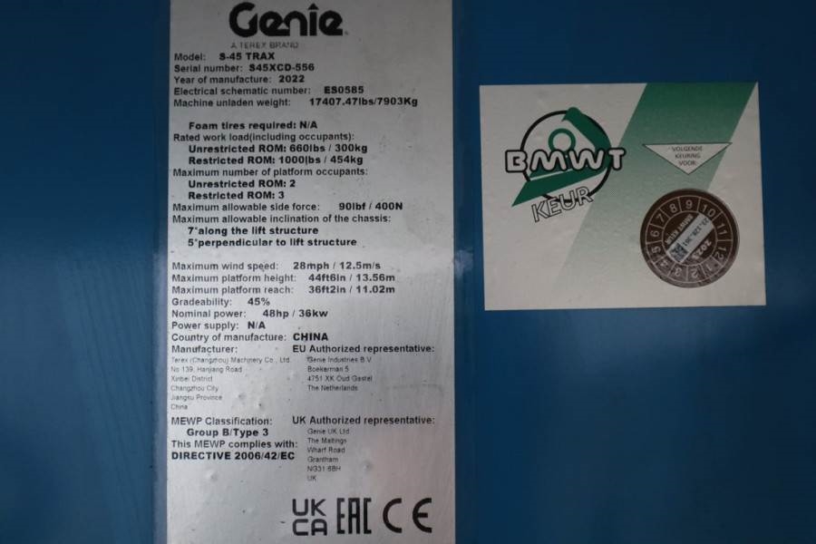 Genie S45XC Trax Valid inspection, *Guarantee! Diesel, 4 2022 GENIE - S45XC Trax - 61229 S45XC Trax Valid inspection, *Gua...