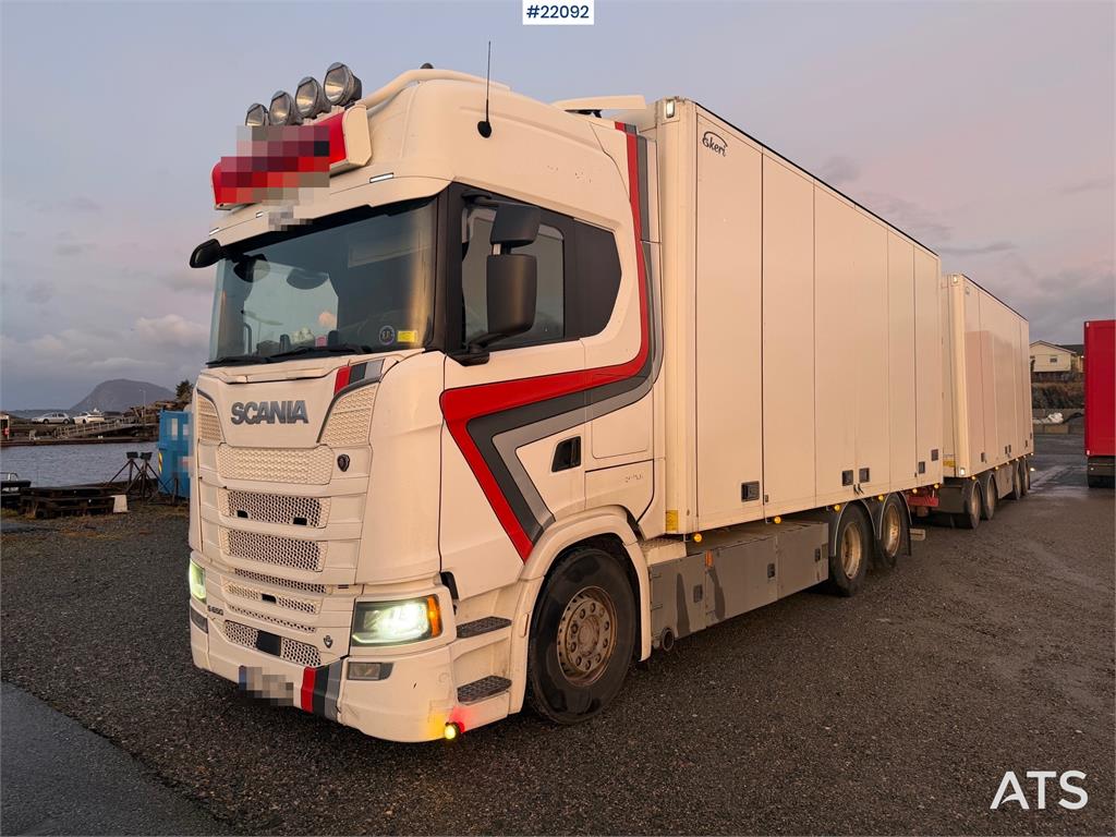 Scania S650 6x2 box truck w/ Ekeri 4 axle box trailer w/ 2018 22092 S650 6x2 box truck w/ Ekeri 4 axle box trailer w/ 2018...