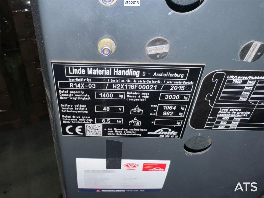 Linde R14X-03 Reach Truck 2015 22013 R14X-03 Reach Truck 2015 1 Forklift image 29