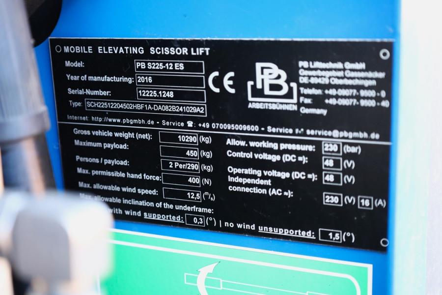 PB LIFT S225-12ES Electric, 22.5m Working Height, 450 2016 PB LIFT - S225-12ES - 90079 PB LIFT S225-12ES Electric, 22.5m W...