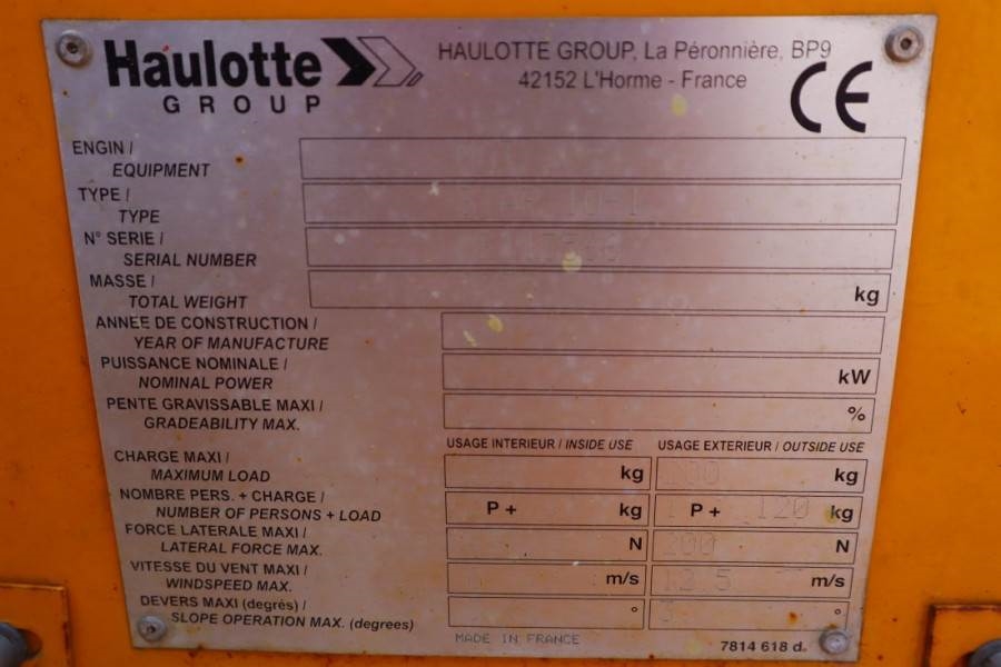 Haulotte Star 10 Electric, 10m Working Height, 3m Reach, 20 2014 HAULOTTE - Star 10 - 63050 Star 10 Electric, 10m Working ...