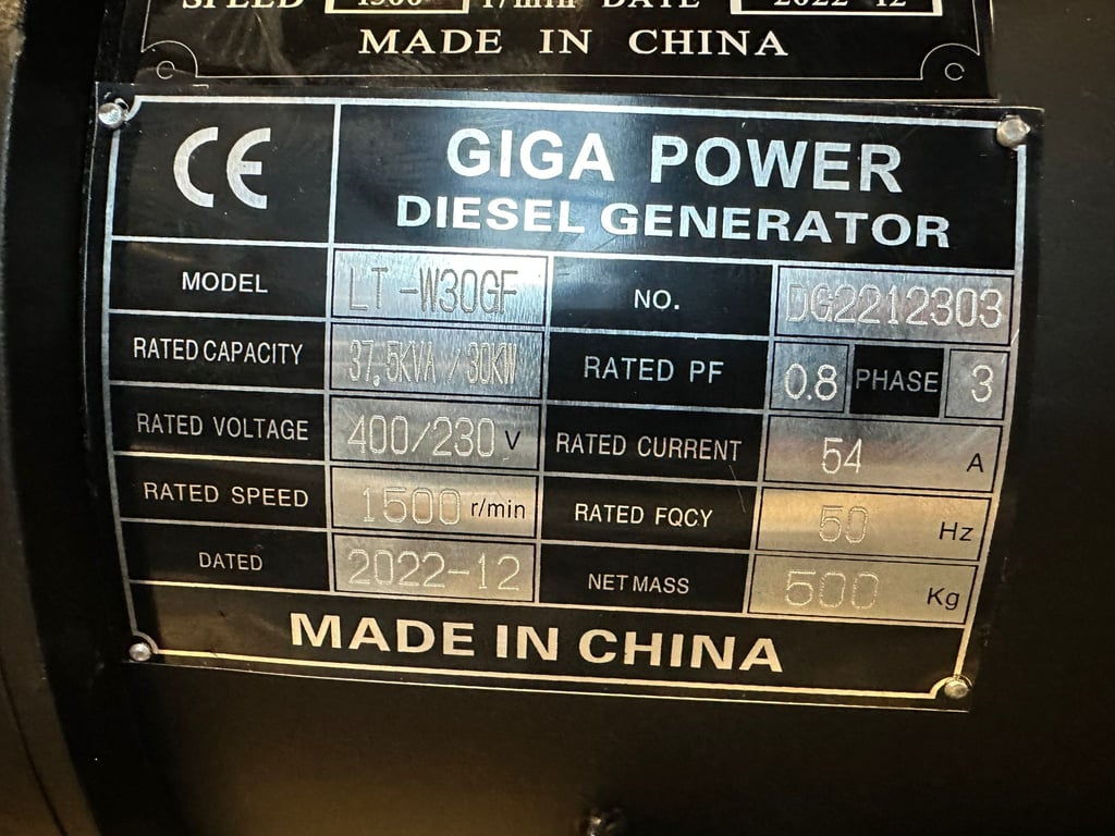 Giga power LT-W30GF 37.5 KVA Open generator 2022 00031758 Giga power LT-W30GF 37.5 KVA Open generator 2022 1 image 7