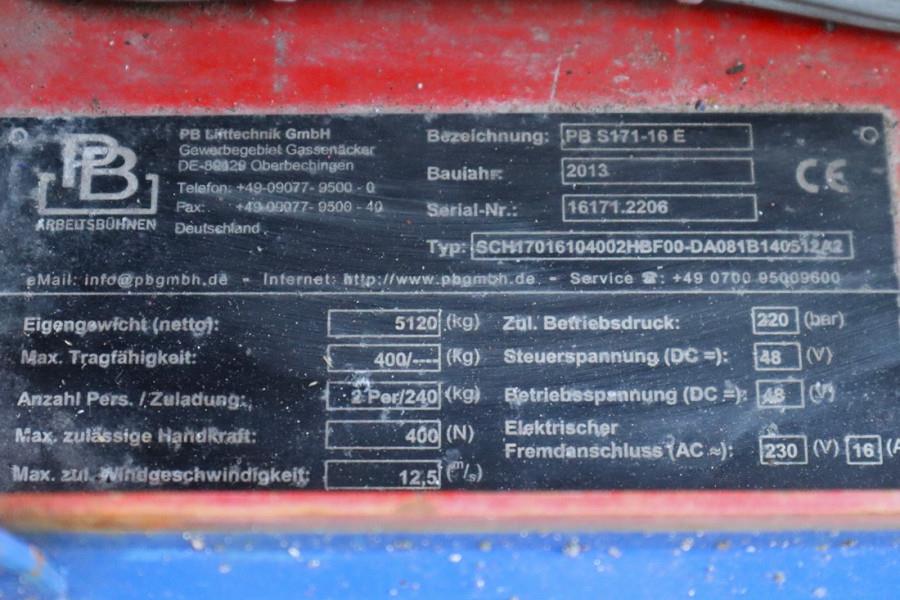 PB LIFT S171-16E Electric, 17.3m Working Height, 400k 2013 PB LIFT - S171-16E - 90078 PB LIFT S171-16E Electric, 17.3m Wor...
