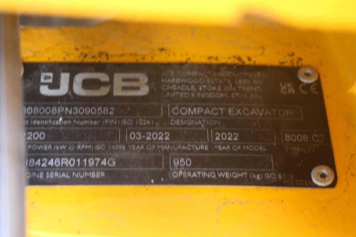 Mini excavator JCB 8008 CT Diesel 2022 2022 8008 CT 2022 1 image 12