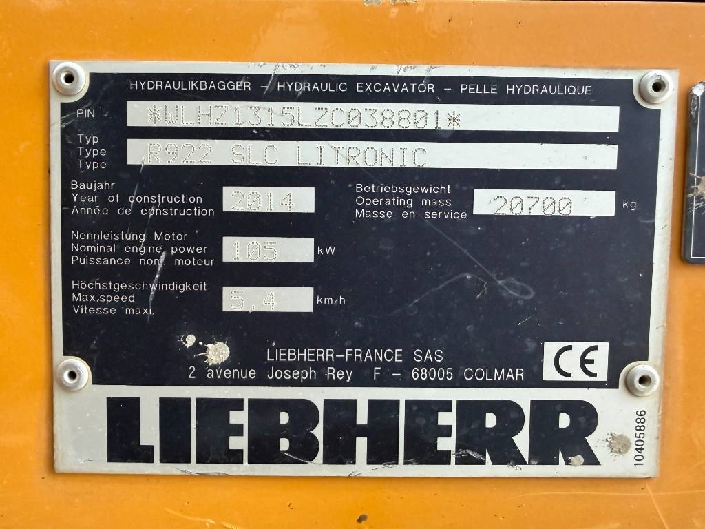 Liebherr R922 SLC 2014 209528 R922 SLC 2014 1 Crawler Excavators image 11