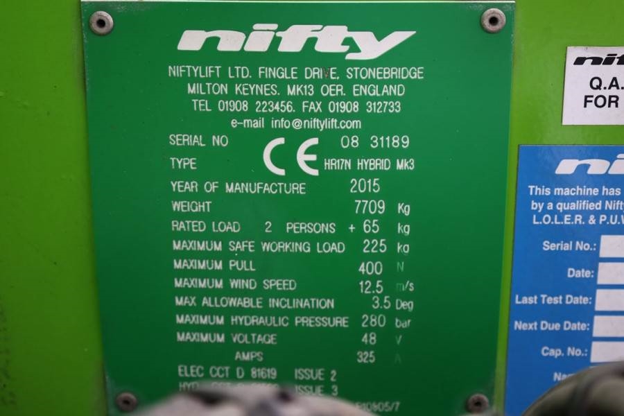 Niftylift HR17N Hybrid MK3 Hybrid Battery & Diesel, 17m Work 2015 NIFTYLIFT - HR17N Hybrid MK3 - 90055 Niftylift HR17N Hyb...