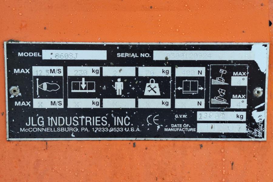 JLG 860SJ Diesel, 4x4 Drive, 28.2m Working Height, 22. 2007 JLG - 860SJ - 90397 860SJ Diesel, 4x4 Drive, 28.2m Working Hei...