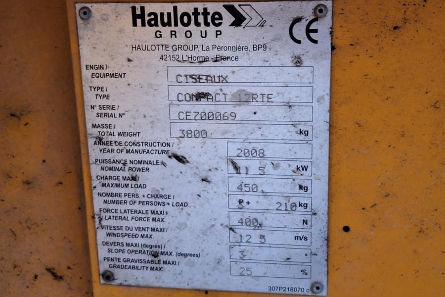 Haulotte Compact 12RTE Electric, 12m Working Height, 450kg 2008 HAULOTTE - Compact 12RTE - 90362 Compact 12RTE Electric, 1...