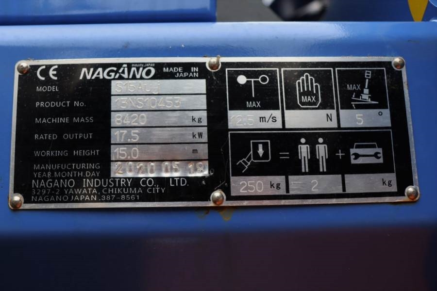 Nagano S15Auj Valid inspection, Diesel, 15 m Working Heig 2020 NAGANO - S15Auj - 60508 Nagano S15Auj Valid inspection, Die...