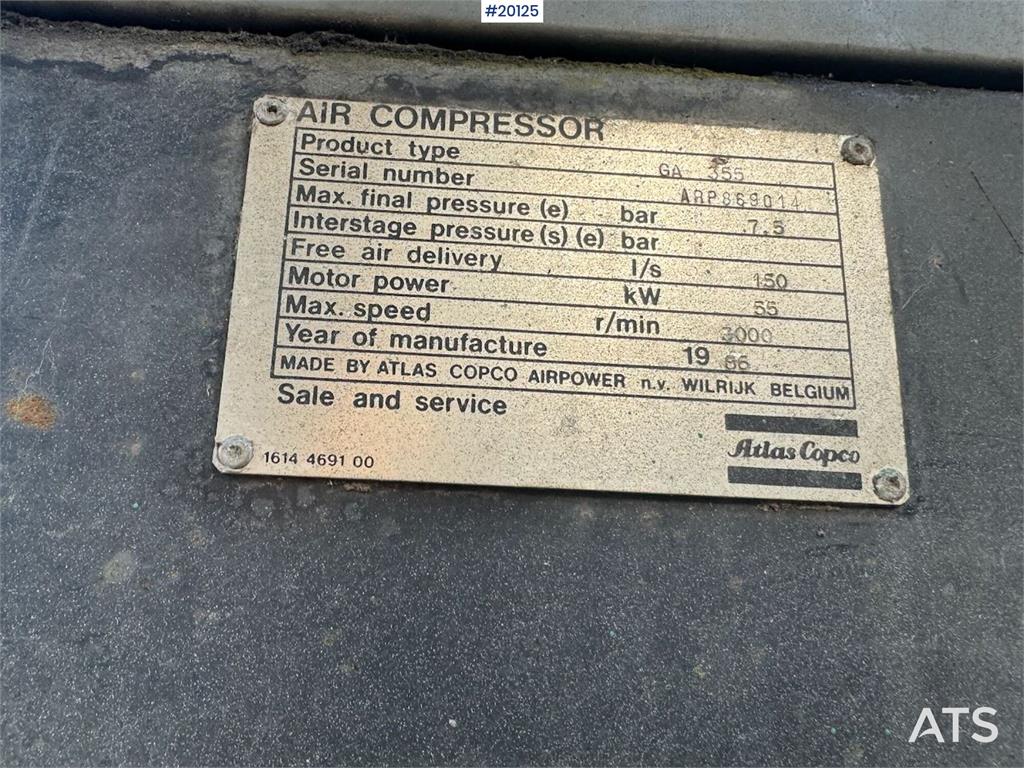 Atlas Copco GA 355 screw compressor 1986 20125 GA 355 screw compressor 1986 1 Compressors image 11