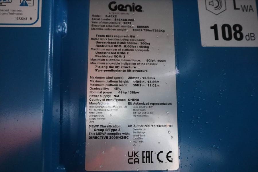 Genie S45XC Valid inspection, *Guarantee! Diesel, 4x4 Dr 2022 GENIE - S45XC - 61349 S45XC Valid inspection, *Guarantee! Di...