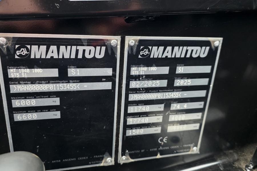 Manitou MT1840 100D ST5 S1 Valid inspection, *Guarantee! D 2025 MANITOU - MT1840 100D ST5 S1 - 63328 MT1840 100D ST5 S1 Va...